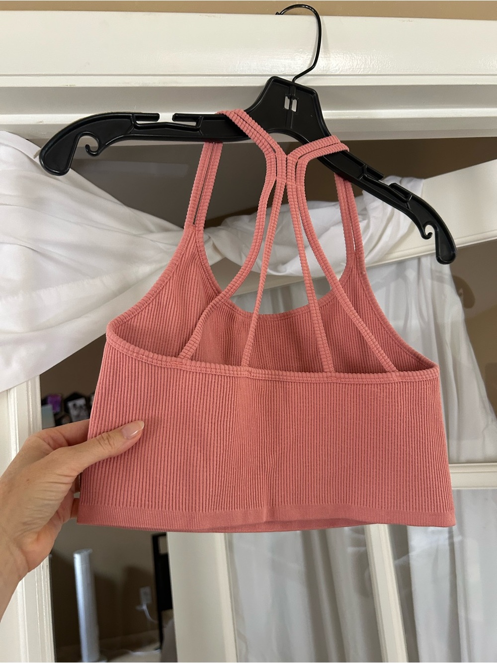 Ribbed Strappy Bralette — Dusty Rose